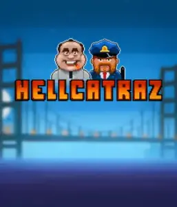 Explore the action-packed world of the Hellcatraz game by Relax Gaming, highlighting a comic-style prisoner and a guard with the infamous Alcatraz prison and San Francisco skyline in the background. This graphic depicts the light-hearted escapade of an prison break-themed game, ideal for fans of retro gaming, offering a entertaining gaming experience. 