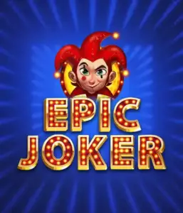 Experience the vibrant world of Epic Joker slot by Relax Gaming, showcasing a playful joker with a vivid hairstyle set against a sparkling blue background. This graphic captures the joy and humor of classic slots, ideal for fans of classic casino aesthetics, offering a captivating play experience.